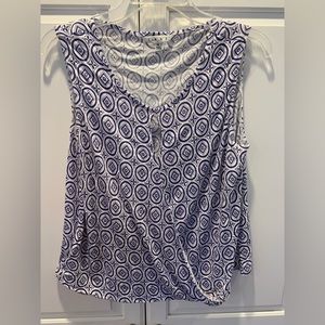 Cabi, White & Blue Knit Lady’s Sleeveless Blouse M